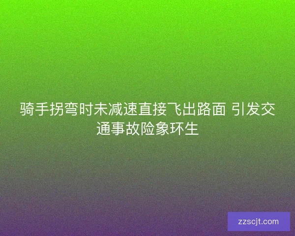 骑手拐弯时未减速直接飞出路面 引发交通事故险象环生